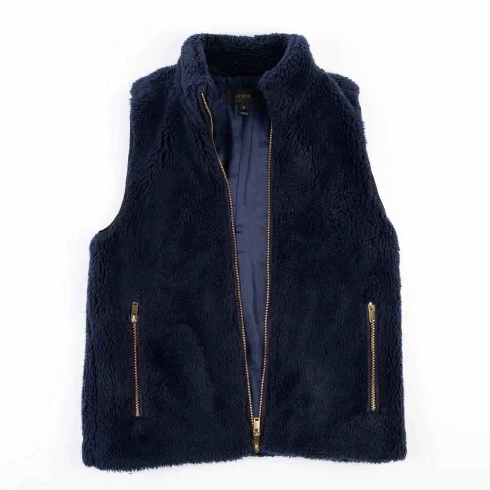 J. CREW Plush navy fleece excursion vest size XS